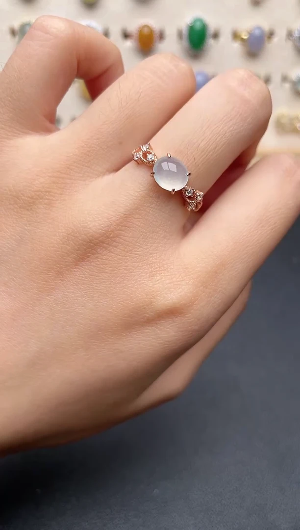 【闪购商品】翡翠戒指银S925镶嵌一物一证一礼盒