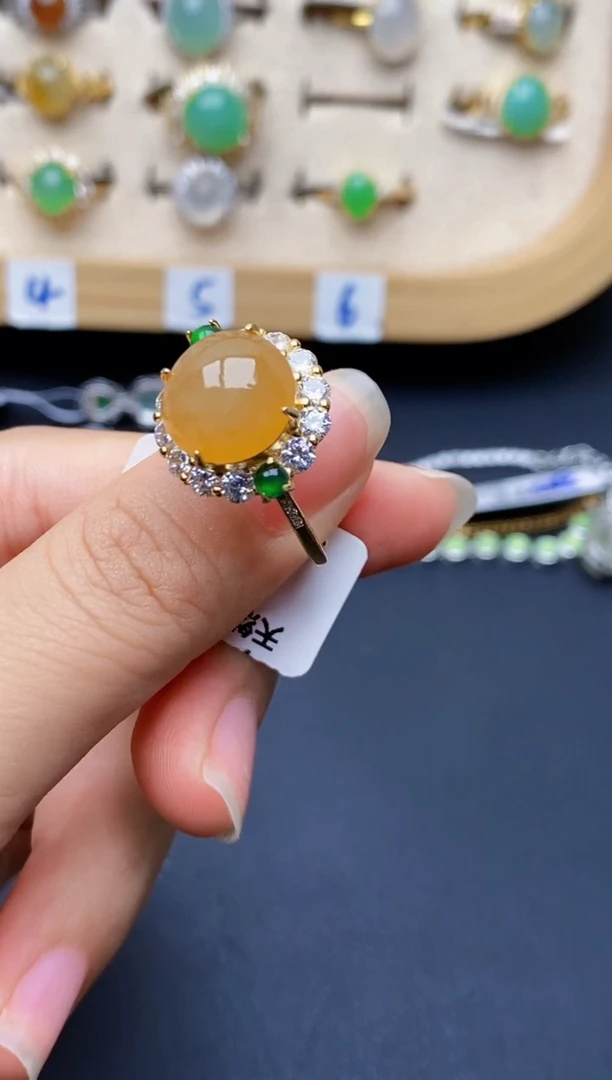 银S925镶嵌戒指翡翠8578