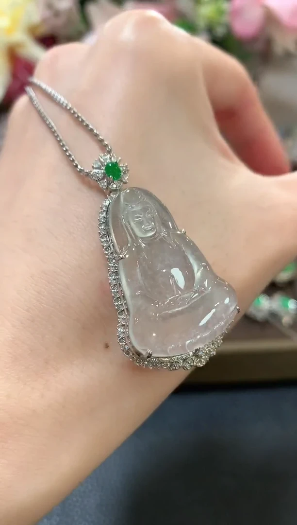 吊坠(不含链)18K金镶嵌翡翠a125