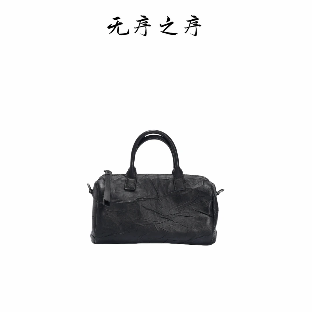 重工手工捏褶胎羊皮手拎包斜挎包腋下包单肩包241032