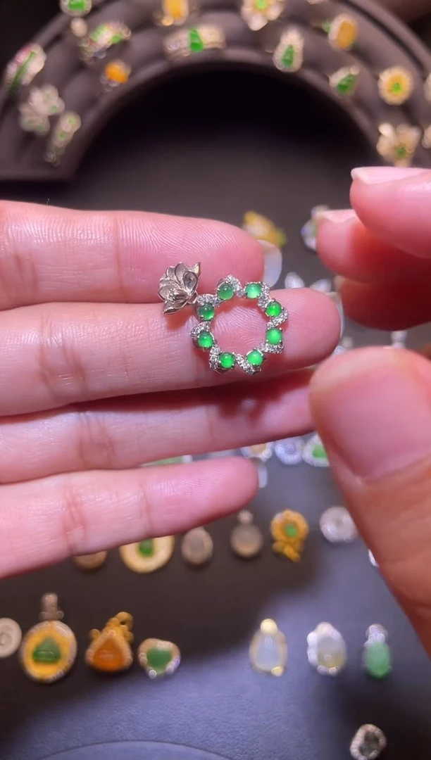 吊坠(不含链)银S925镶嵌翡翠1