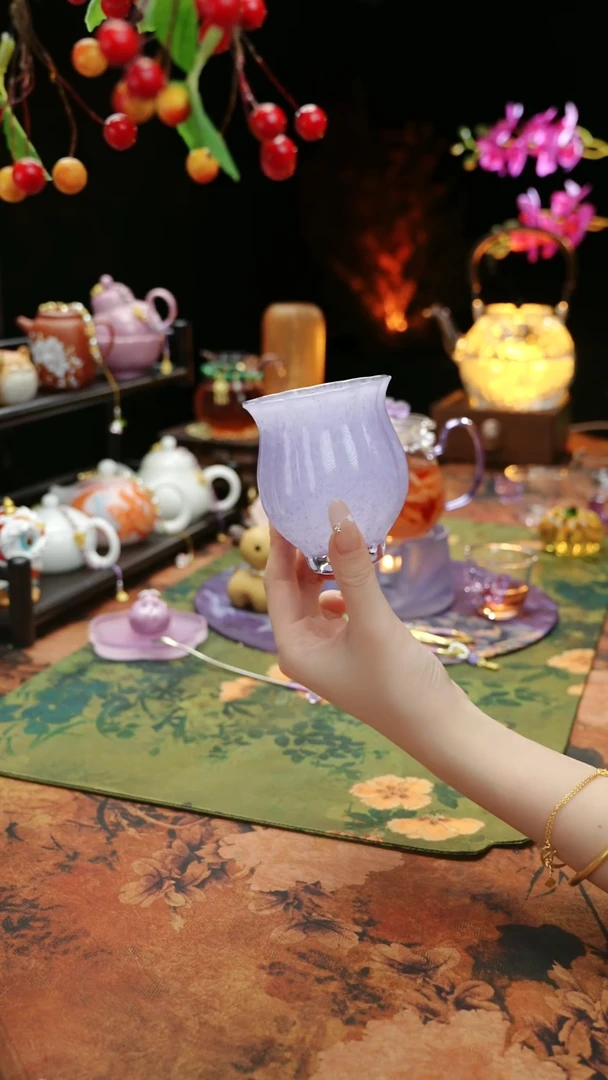 【闪购商品】紫色水晶琉璃水仙主人杯110cc