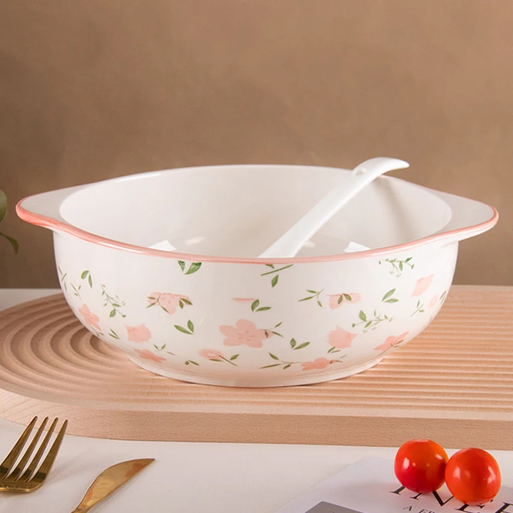 10.5英寸十里桃花双耳碗+勺子 有问题联系客服