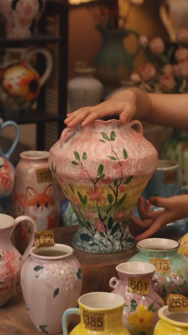 陶瓷317景德镇设计师手作花器摆件侘寂风