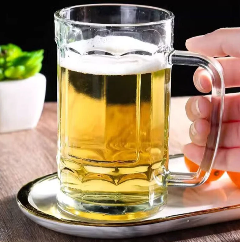 绿茶杯杯子啤酒杯透明玻璃大号茶水杯耐高温加厚家用高白料高硼硅