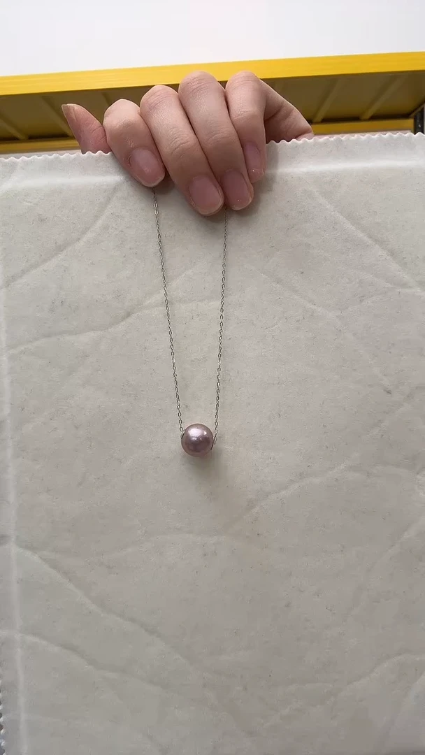 淡水珍珠银S925镶嵌吊坠(赠链)13号 紫珍珠路路通珍珠吊坠