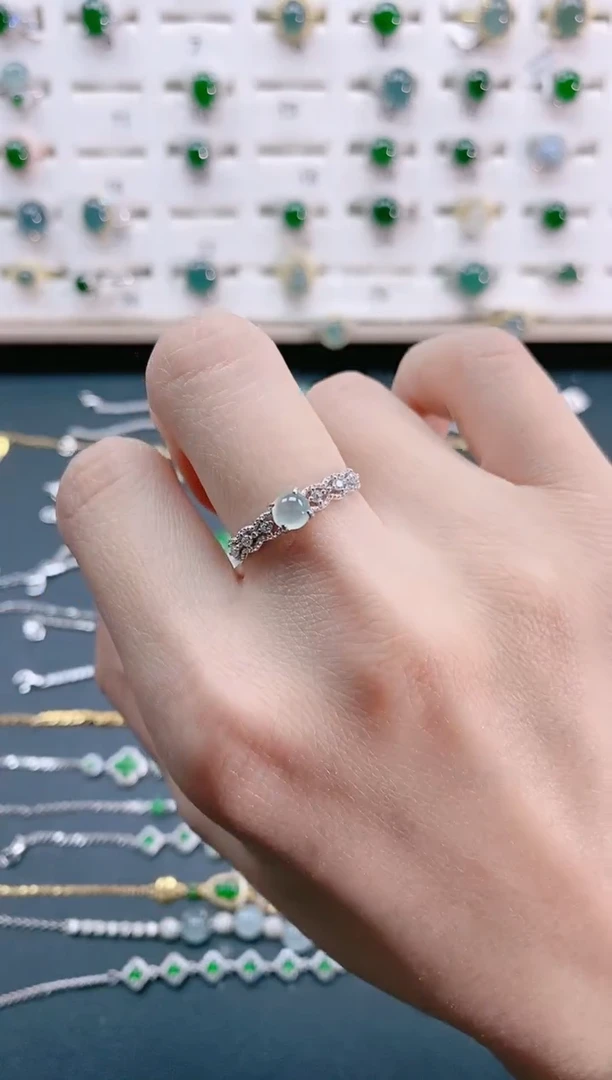 【闪购商品】翡翠戒指银S925镶嵌天然翡翠