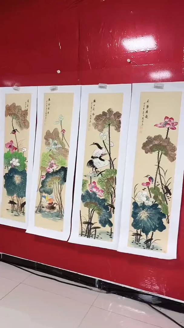 国画陈丽娟-四尺-荷花四条屏