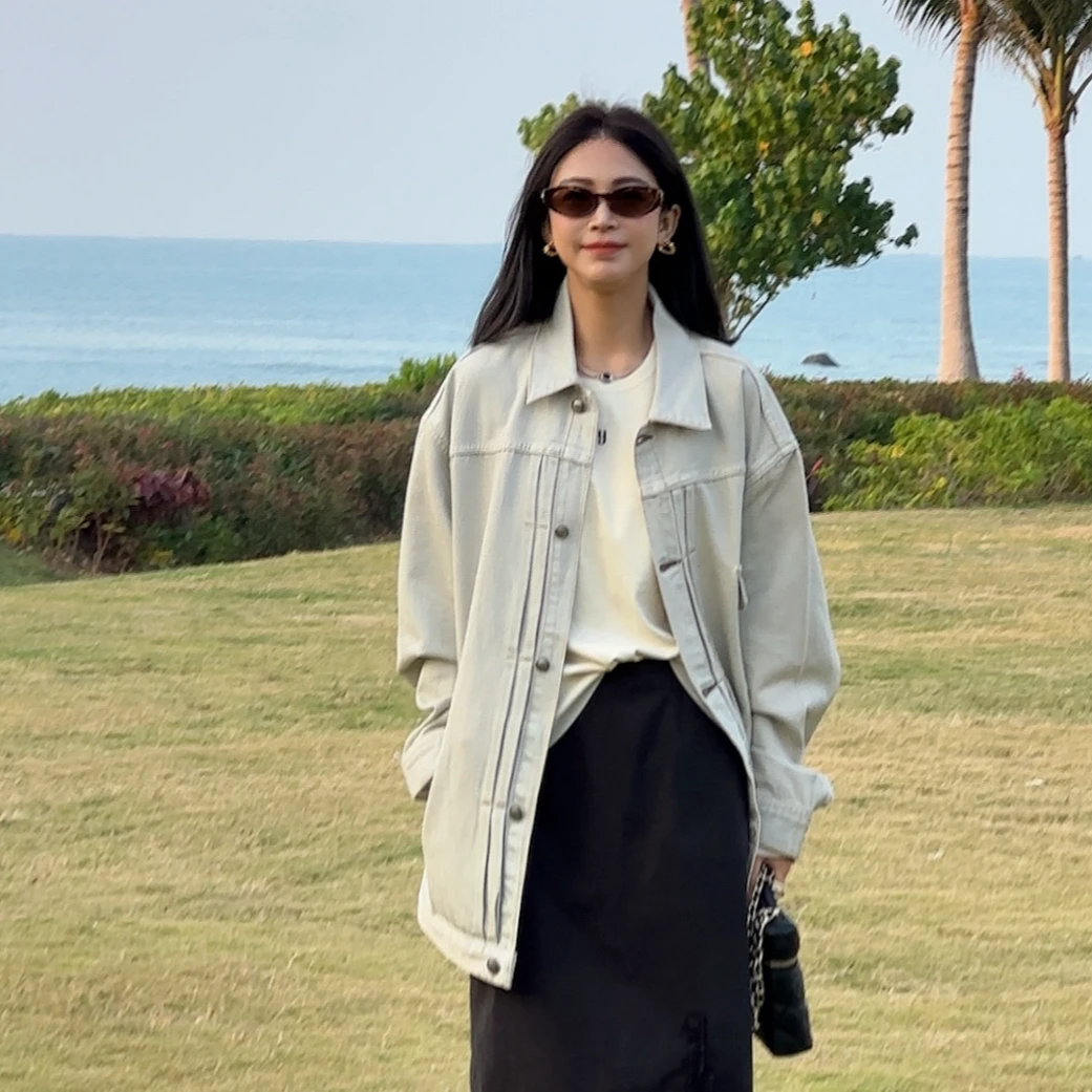 LYXZ x 大小与【松弛感】春季新款时尚潮流纽扣休闲牛仔外套76238