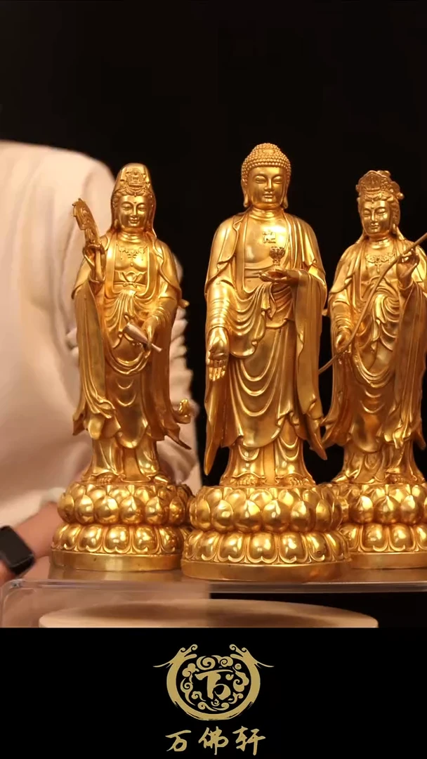 铜器摆件三圣31高15斤