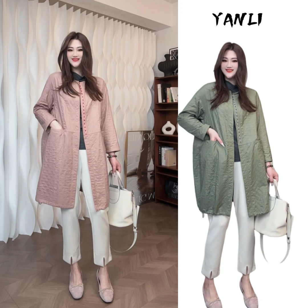【YANLI】5136柔春超轻日系休闲简约中长风衣