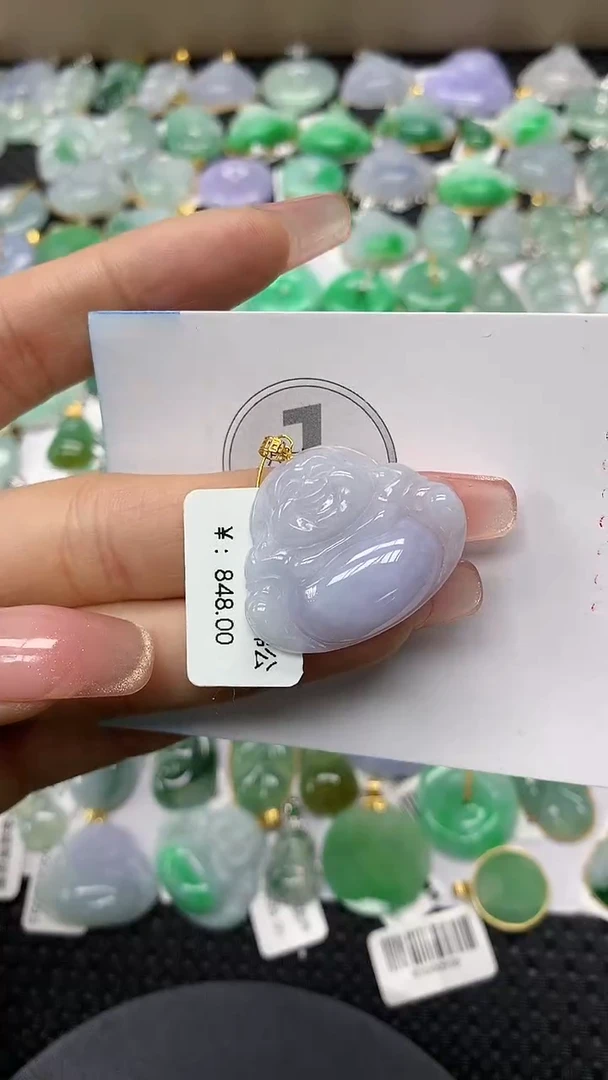 颈饰18K金镶嵌翡翠a货支持复检百元以上9元证书费自理