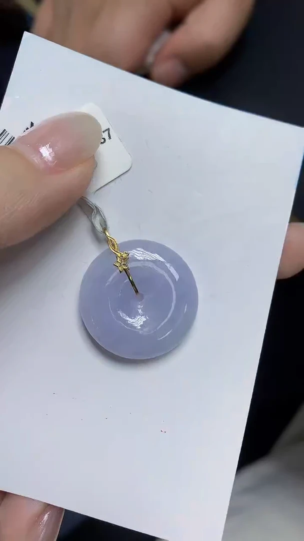 翡翠18K金镶嵌颈饰天然缅甸翡翠A货