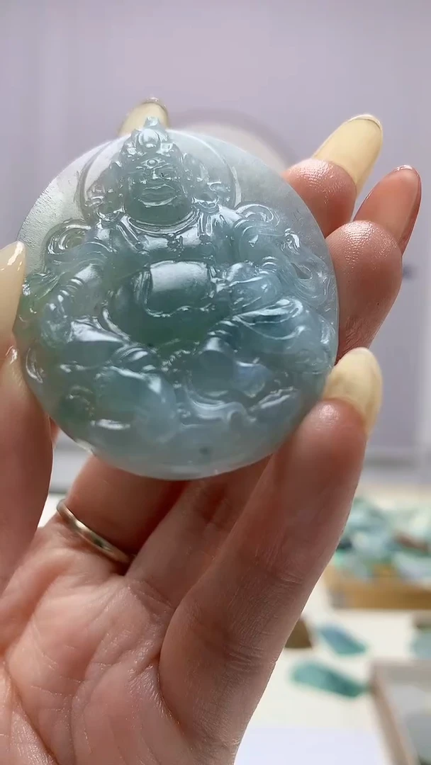 【闪购商品】定制翡翠未镶嵌3916DD-毛货挂件财神77