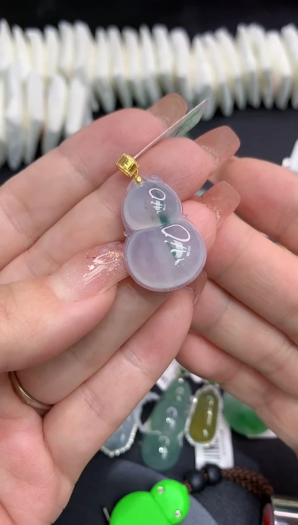 吊坠(不含链)18K金镶嵌翡翠11