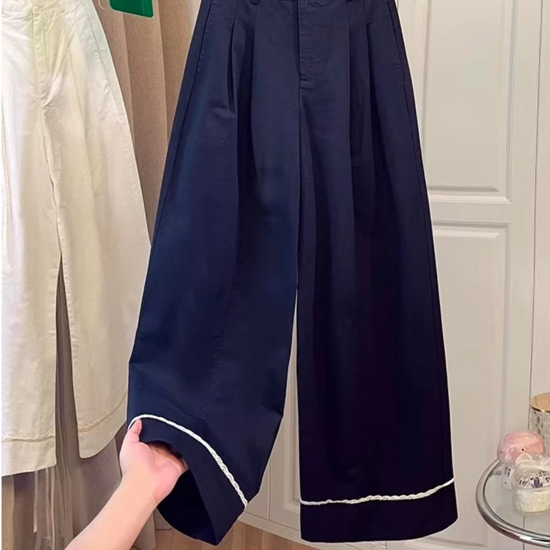 2025607夏季显瘦气质高腰直筒时尚休闲百搭阔腿裤女九分