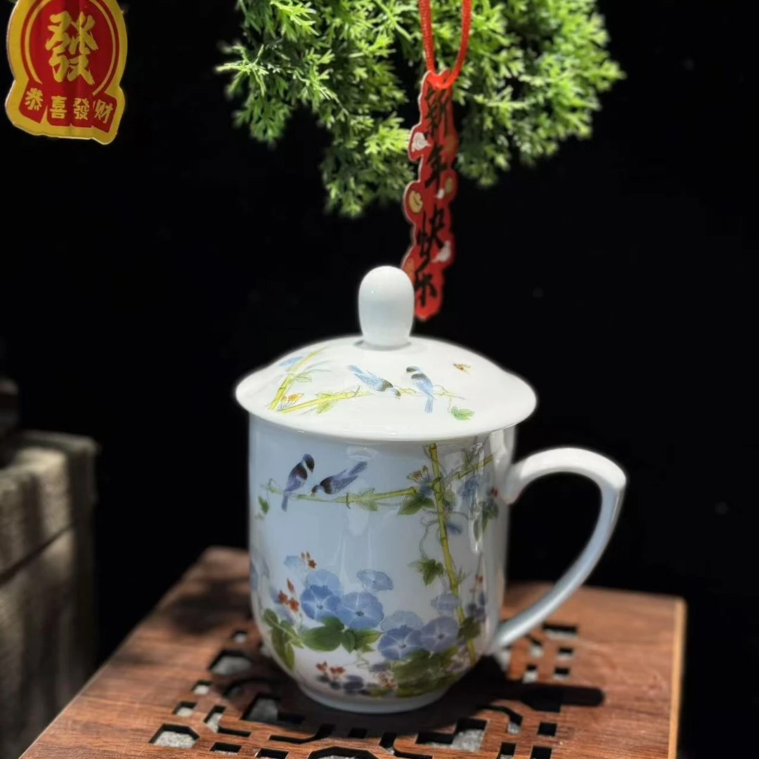 新客福利【店铺冲评价拒绝中差评】景德镇金钟杯牵牛花茶杯高温瓷