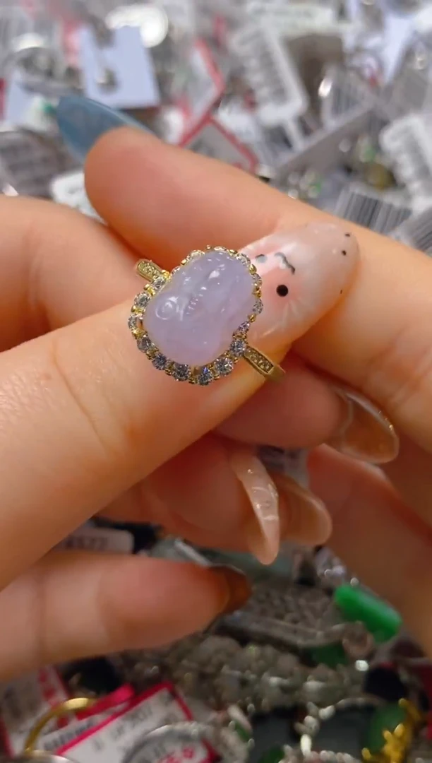 银S925镶嵌戒指翡翠百内无证书