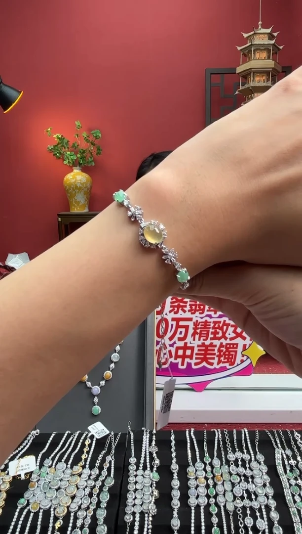 银S925镶嵌手链翡翠002113r