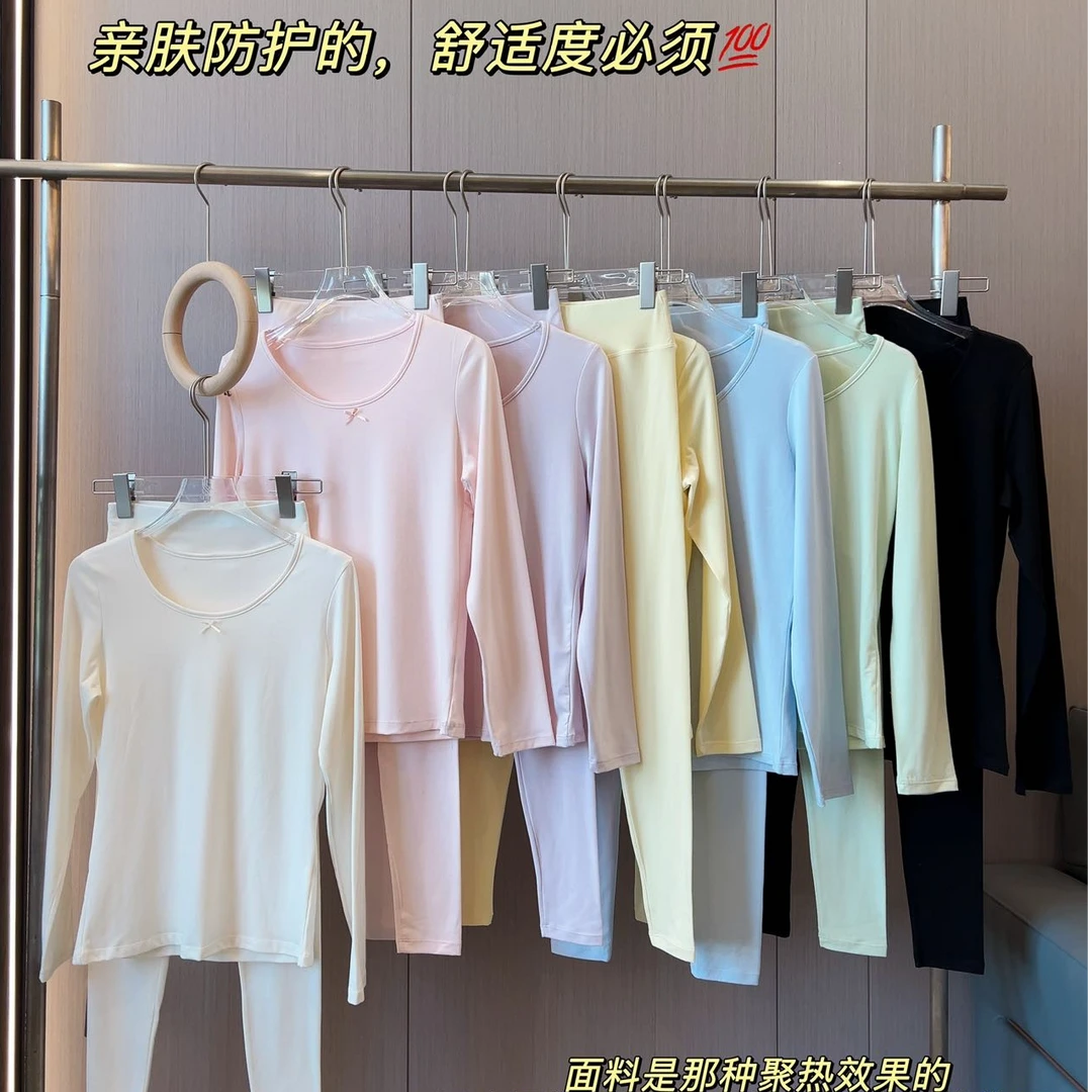 莱赛尔粉底液蝴蝶结面膜套装薄款纯色保暖套装睡衣城市机能风女士