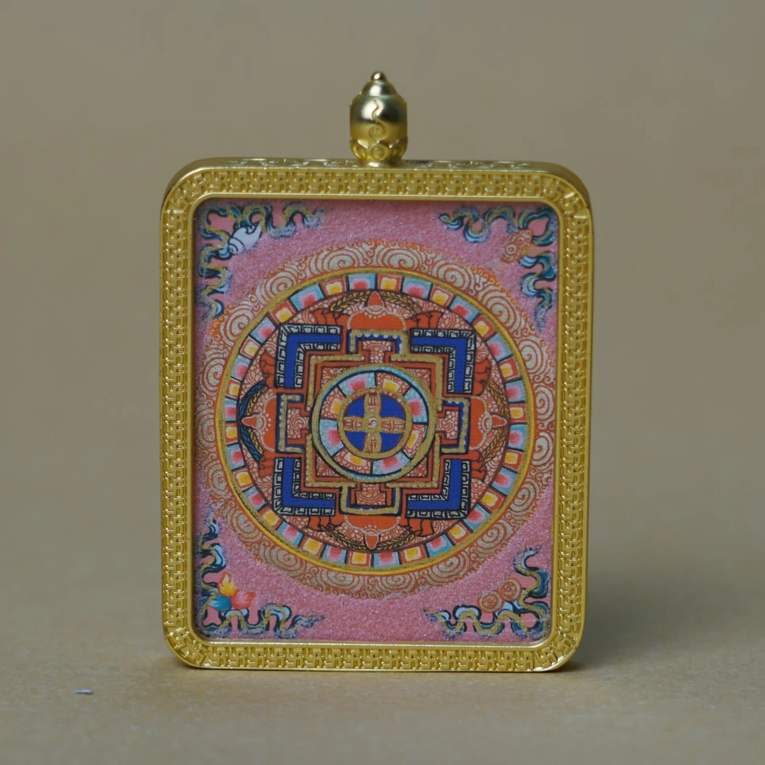 西藏唐卡吊坠扎基拉姆女财项链黄财牌本命生日礼物