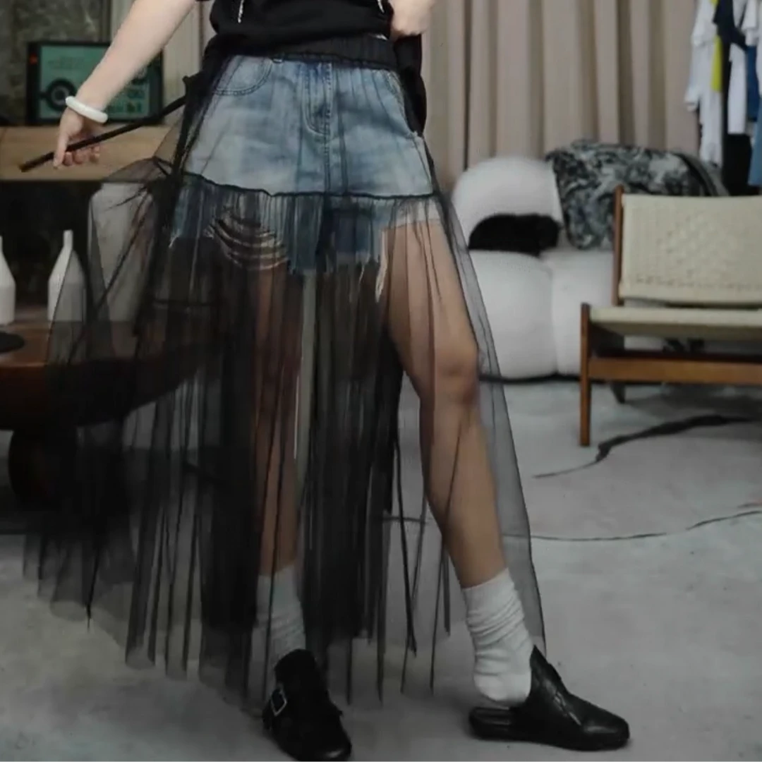 infobyfive夏季新款网纱裙拼接纱裙蕾丝裙仙仙叠穿屁帘NF0504052