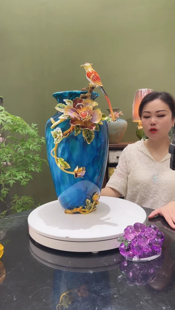 琉璃珐琅彩大号花瓶，喜上眉梢