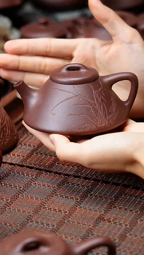 茶壶紫砂l****1文瓢台西特练紫泥兰花微瑕