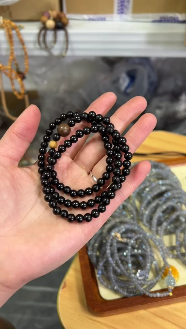 【闪购商品】风车木（黑檀木）手串/手链乌木黑檀木设计款多圈[0862]