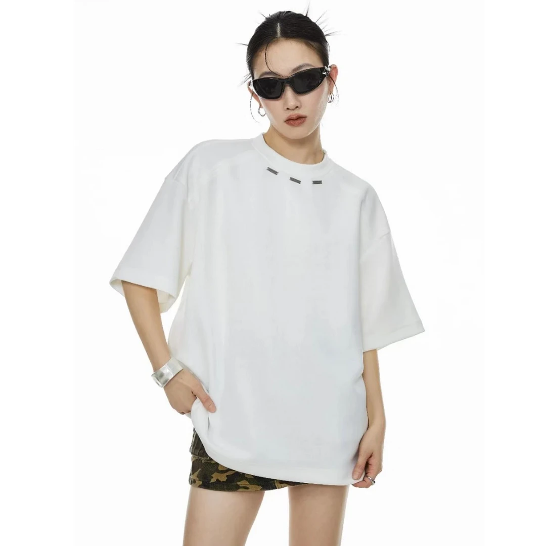 【帝韵】美式重磅纯棉短袖T恤男解构潮牌夏季防晒凉感圆领半袖上衣