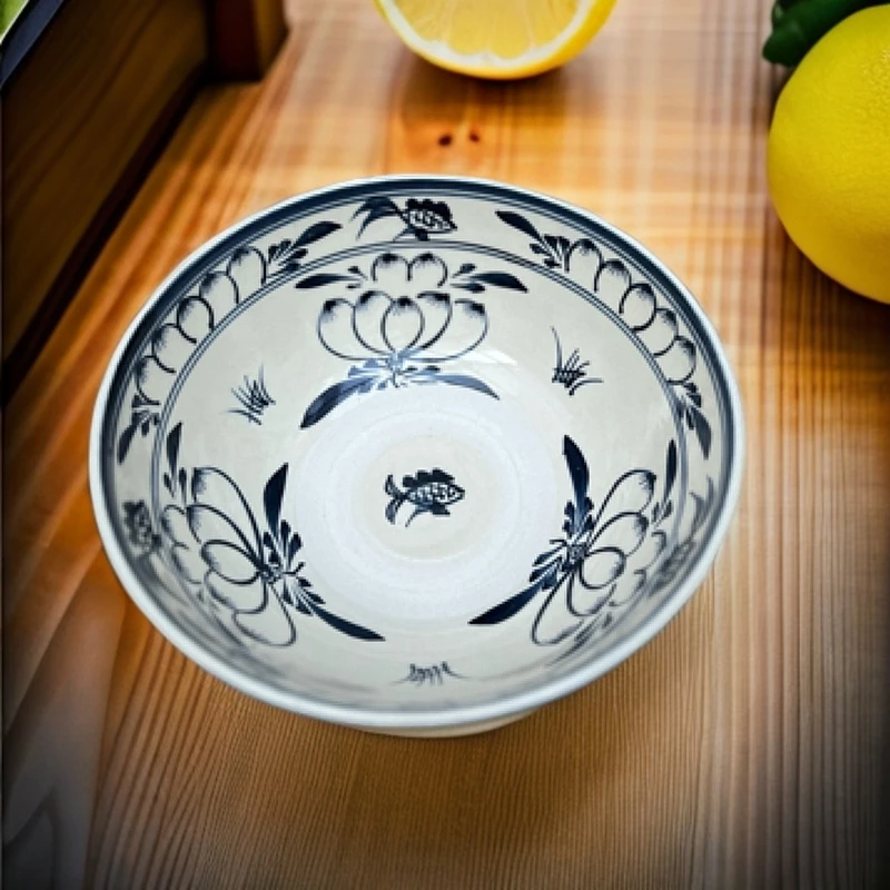 耀州窑复古手工兰花叠烧面碗，约20-22公分大碗（到手两只）瓷碗陶瓷