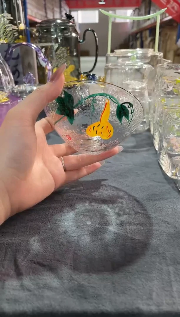 玻璃手工艺品九河手绘葫芦大茶盏