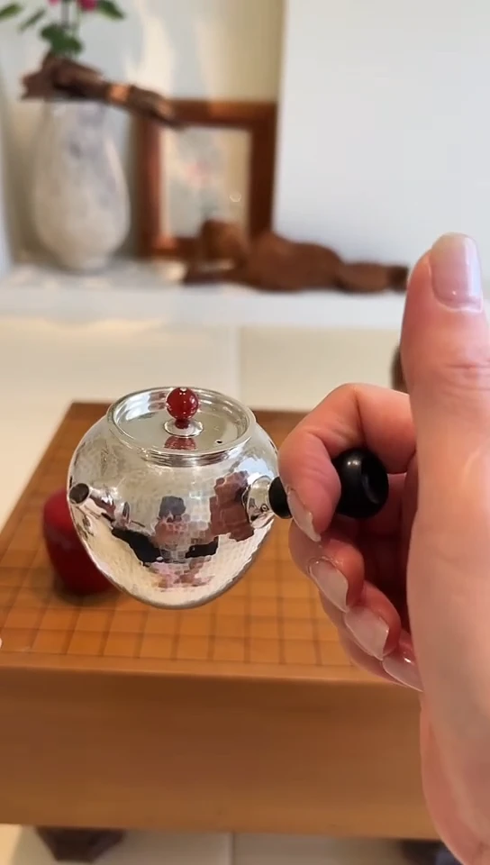 茶道摆件0000000侧把银壶5872
