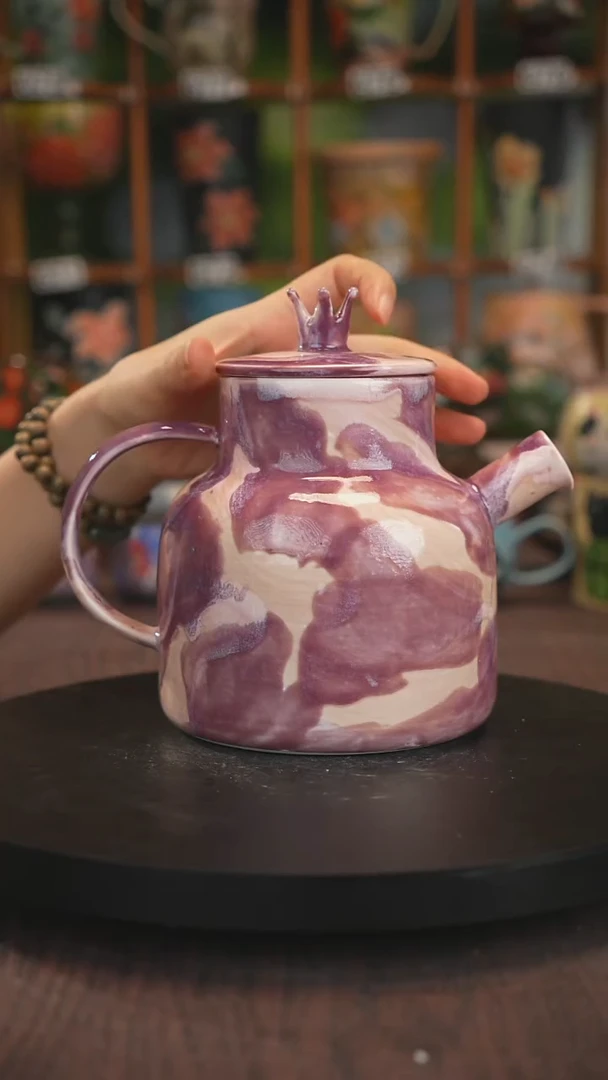 茶壶手绘釉下彩