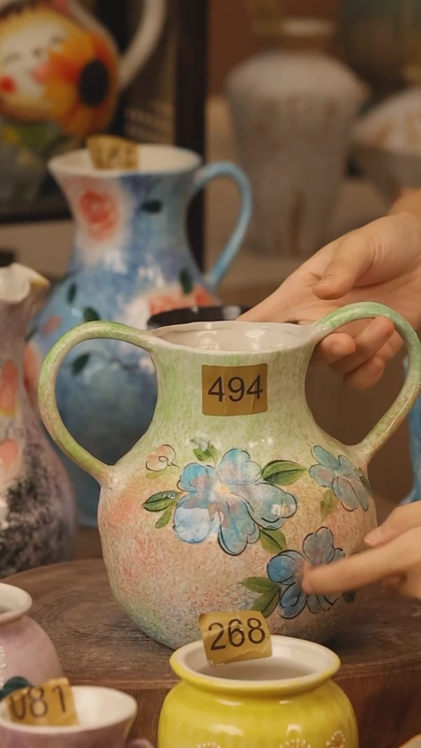 陶瓷494景德镇设计师手作花器摆件侘寂风
