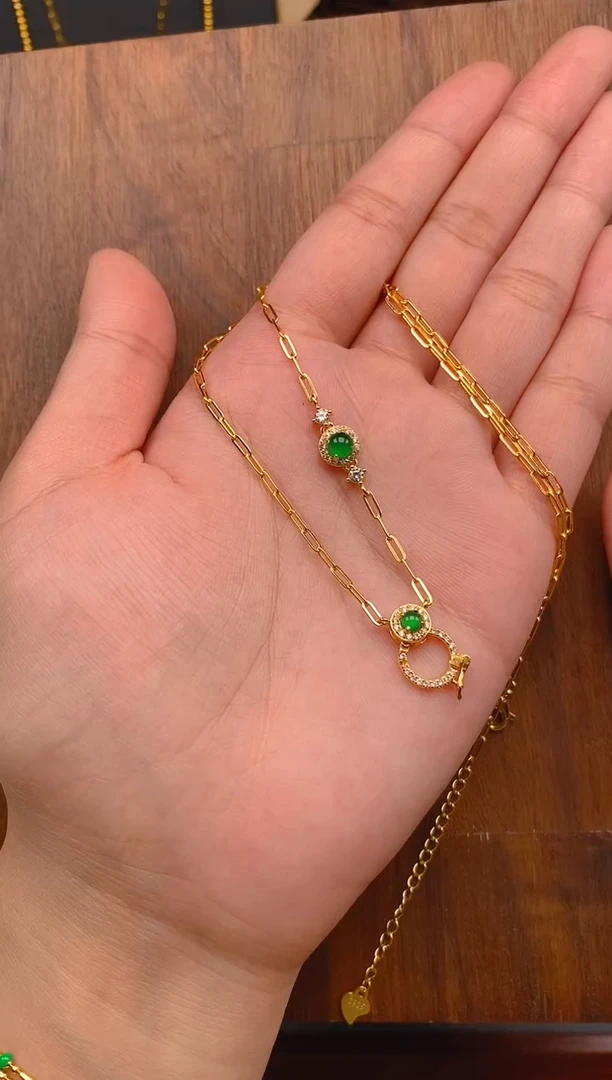 【闪购商品】翡翠项链银S925镶嵌蛋面项链