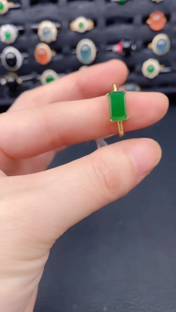 银S925镶嵌戒指翡翠天然a货翡翠81