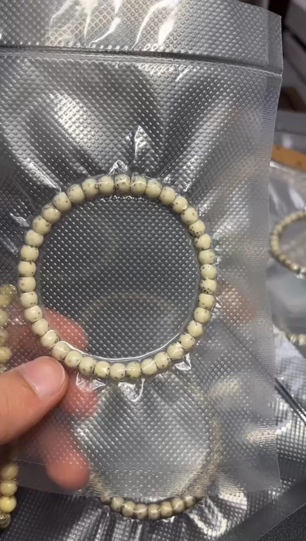 吊坠星月菩提65灵玉料骨瓷白大留白手串