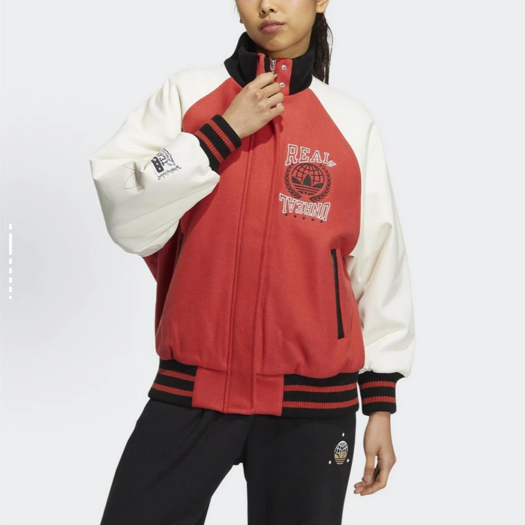 adidas originals BOMBER印花图案立领隐藏式拉链夹克 HS9512