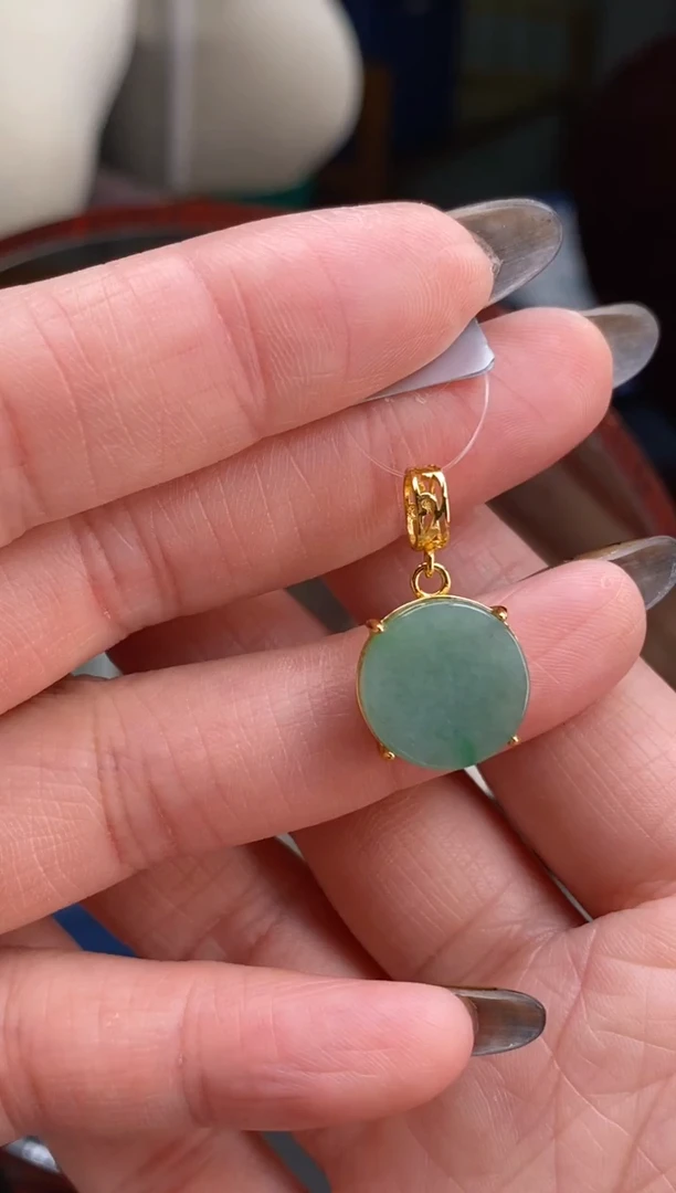 颈饰银S925镶嵌翡翠净货12779