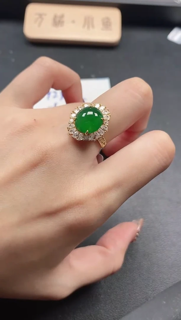 银S925镶嵌戒指翡翠5115