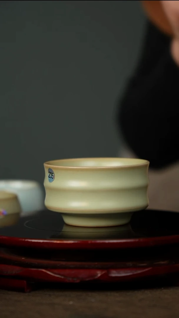 全品 粉青 竹节杯