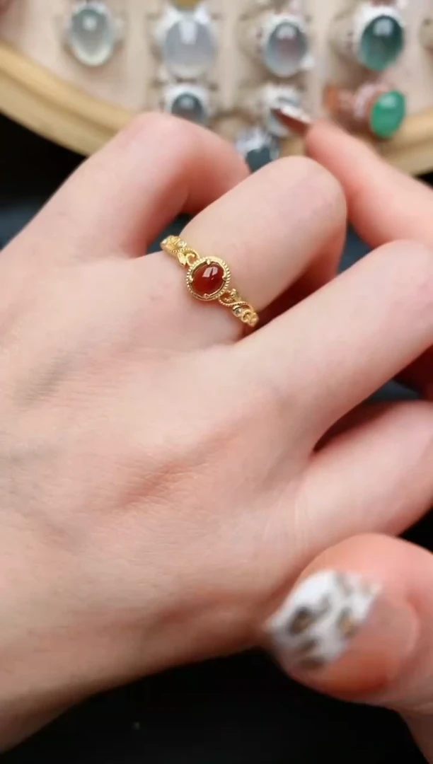 翡翠戒指银S925镶嵌...