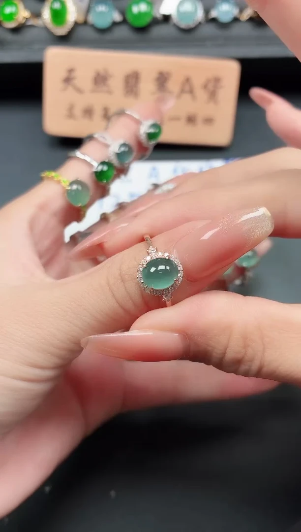 银S925镶嵌戒指翡翠111