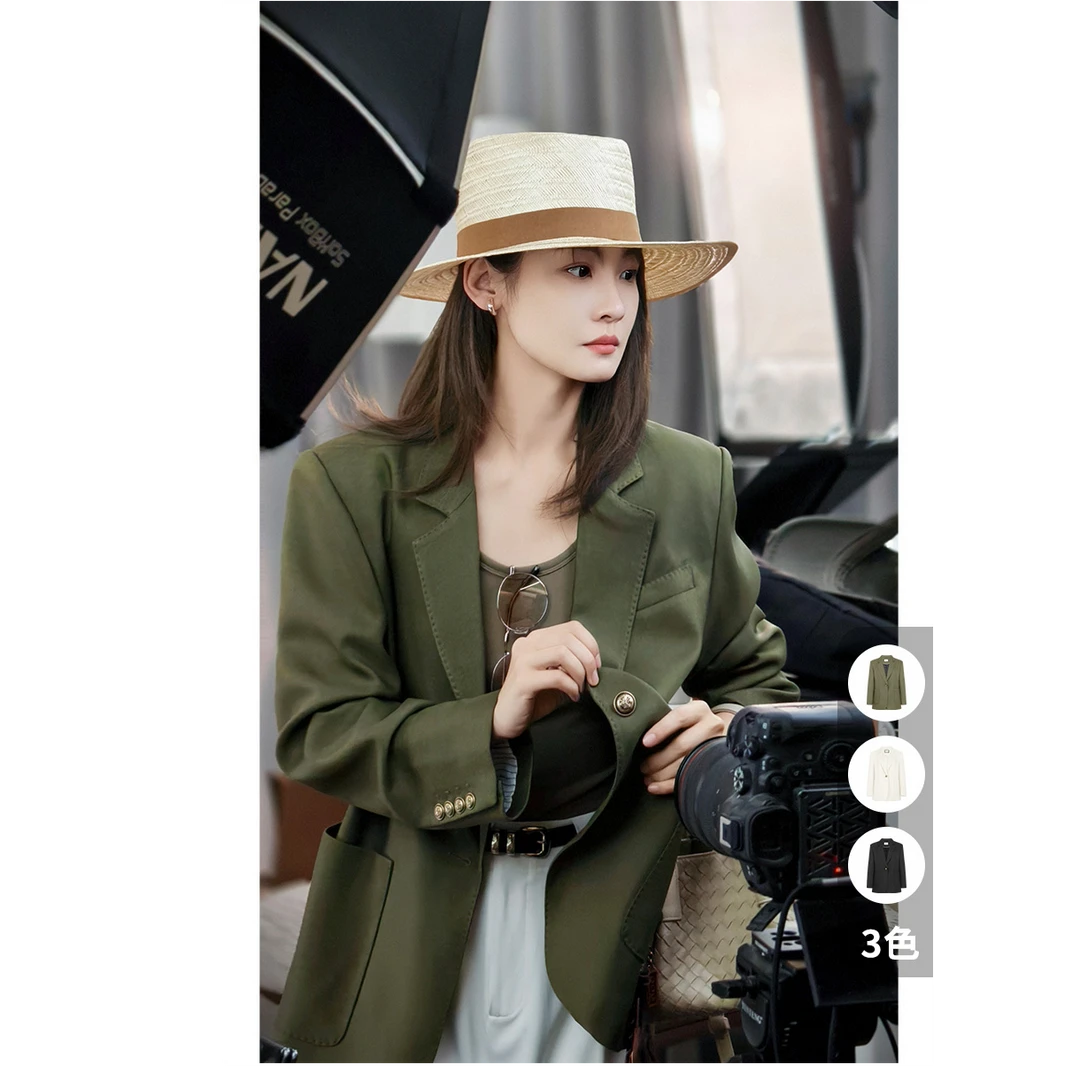 美洋MEIYANG 橄榄西装 斜纹肌理简约休闲宽松西服外套【商场同款】