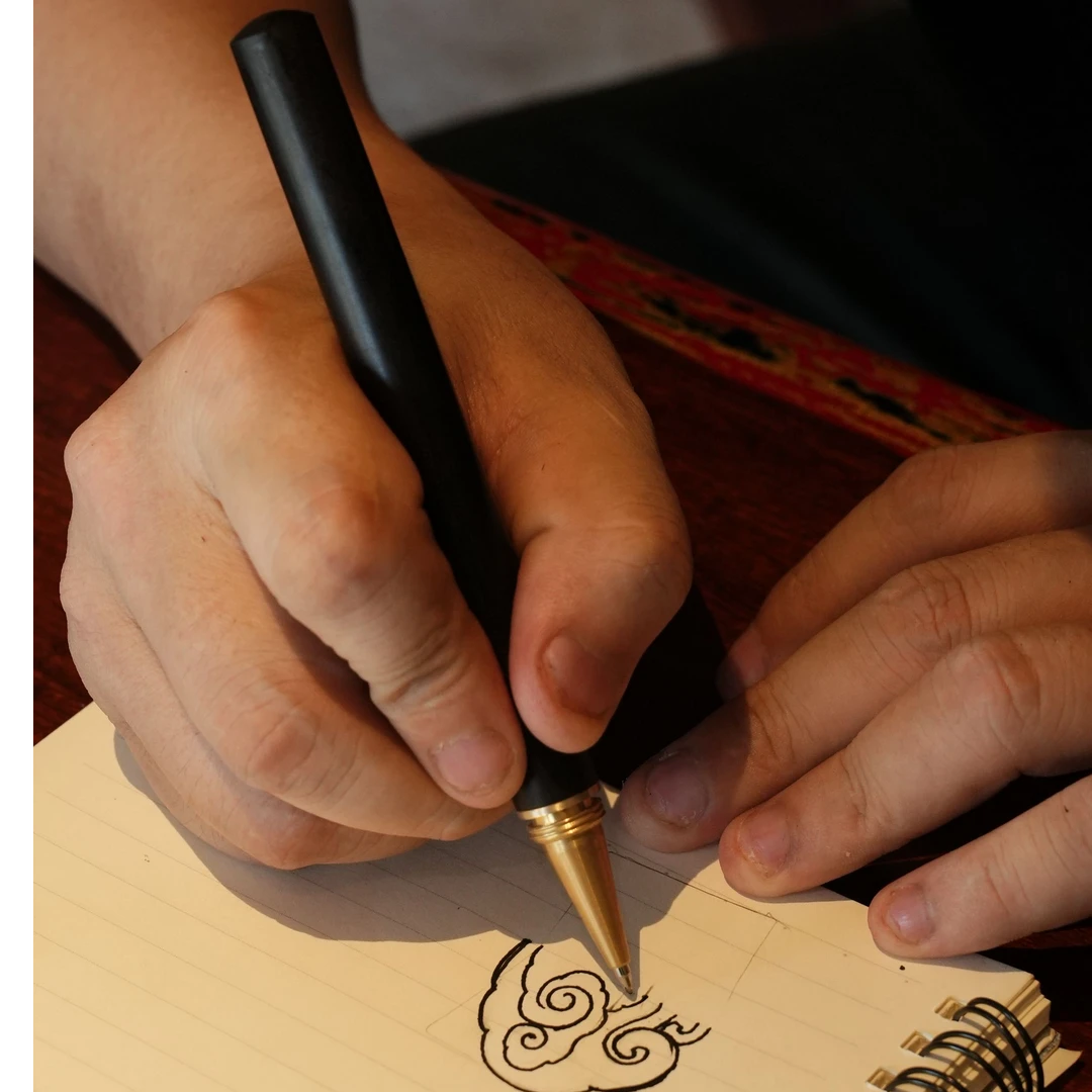 红木手工紫光檀定心笔天然木质感成人练字商务签名专用高端个性