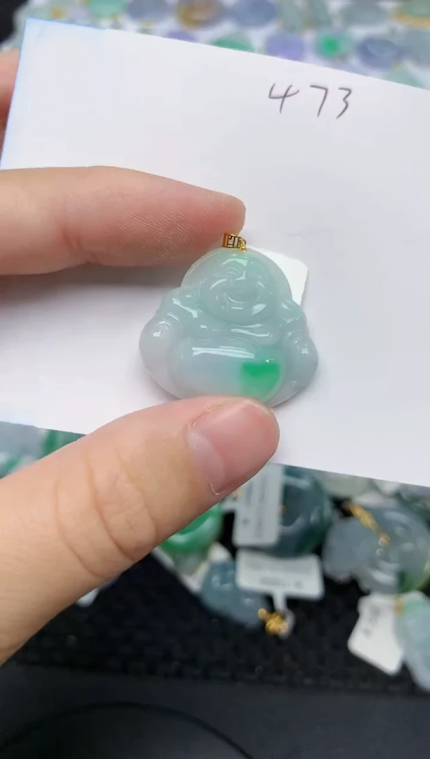 翡翠18K金镶嵌颈饰天然缅甸A货翡翠
