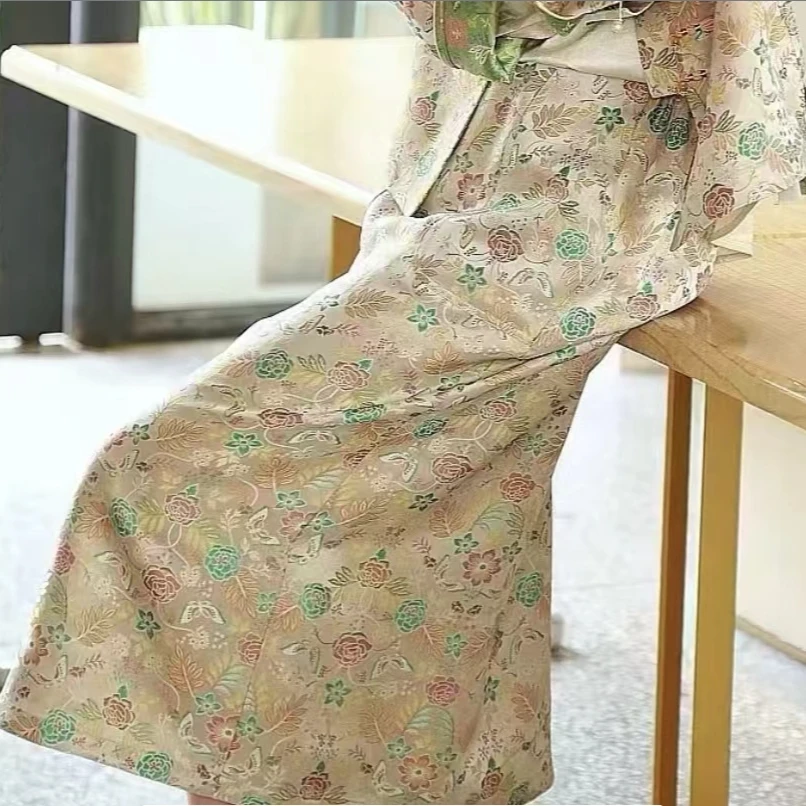 时尚新中式中国风气质日常重工半身裙2493