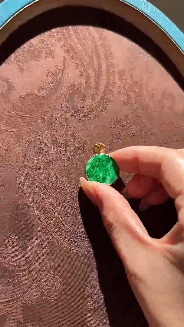 【闪购商品】翡翠吊坠(不含链)银S925镀金镶嵌红翡绿翠26号