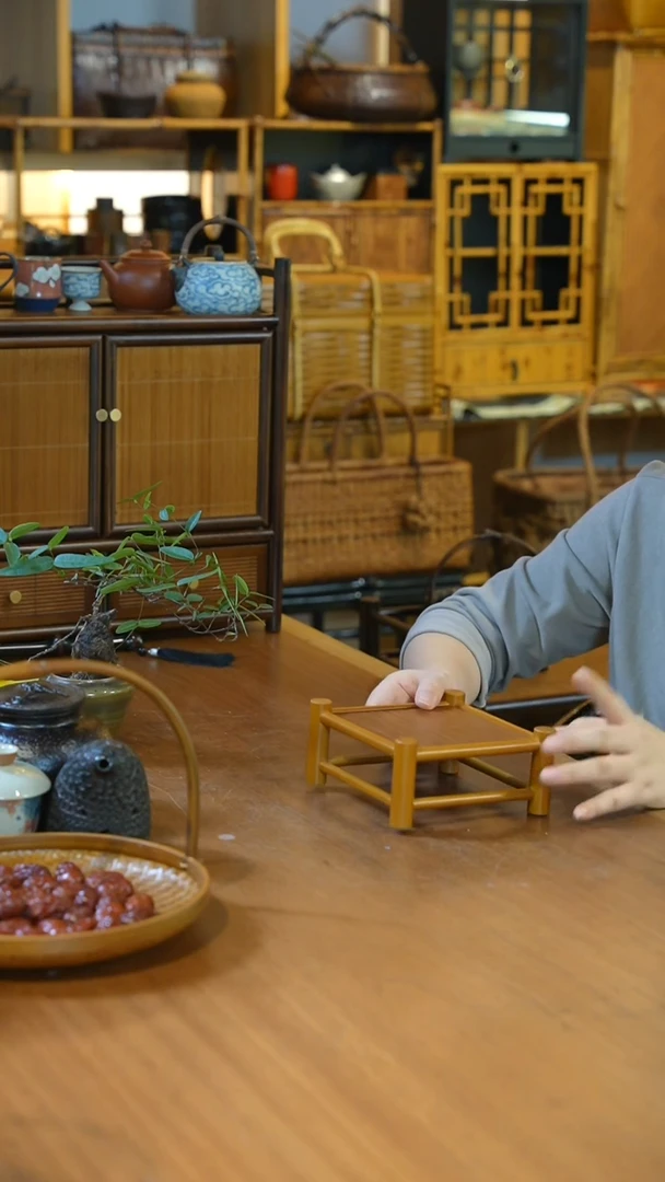 玻璃正方形 小茶台 竹制茶盘